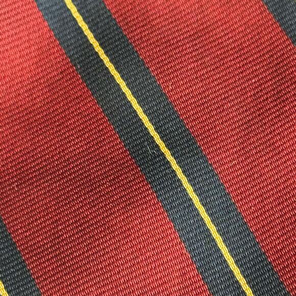 Henry À La Pensée Paris Silk Tie Men's Burgundy Navy Gold Stripe Made in France - Picture 5 of 9